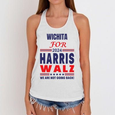 Wichita For Harris Walz We Are Not Going Back Women's Knotted Racerback Tank