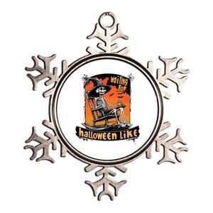 Waiting For Halloween Like Funny Skeleton Spooky Season Metallic Star Ornament