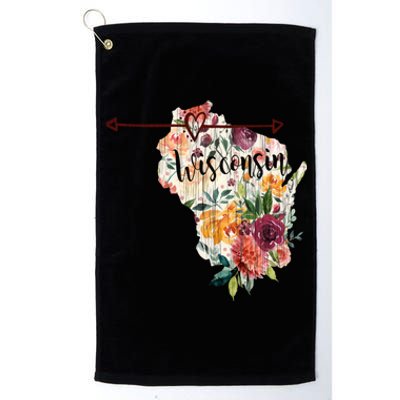 Wisconsin Flowers Heart Arrow Great Gift Platinum Collection Golf Towel