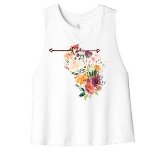 Wisconsin Flowers Heart Arrow Great Gift Women's Racerback Cropped Tank