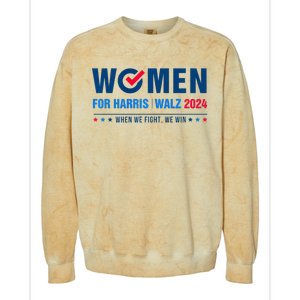 Women For Harris Walz 2024 When We Fight We Win Colorblast Crewneck Sweatshirt