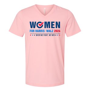 Women For Harris Walz 2024 When We Fight We Win V-Neck T-Shirt