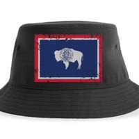 Wyoming Flag Home Love Family Vintage Distressed Sustainable Bucket Hat