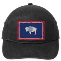 Wyoming Flag Home Love Family Vintage Distressed 7-Panel Snapback Hat