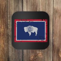 Wyoming Flag Home Love Family Vintage Distressed Coaster