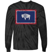 Wyoming Flag Home Love Family Vintage Distressed Tie-Dye Long Sleeve Shirt