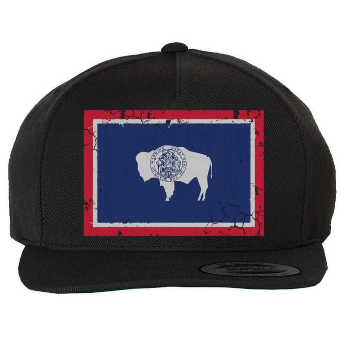 Wyoming Flag Home Love Family Vintage Distressed Wool Snapback Cap