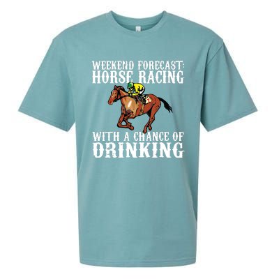 Weekend Forecast Horse Racing Chance Of Drinking Derby Gift Sueded Cloud Jersey T-Shirt