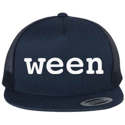 Ween Funny Halloween Pair With Hallo Flat Bill Trucker Hat