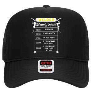 Welder Funny Hourly Rate Gift For Welder High Crown Mesh Back Trucker Hat