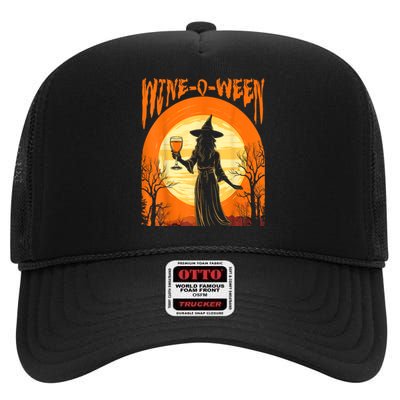 Wineoween Funny Halloween Witch Costume High Crown Mesh Back Trucker Hat