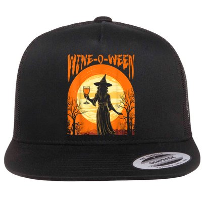 Wineoween Funny Halloween Witch Costume Flat Bill Trucker Hat