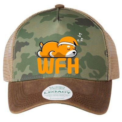Work From Home Employee Sleepy Funny & Sarcastic Legacy Tie Dye Trucker Hat