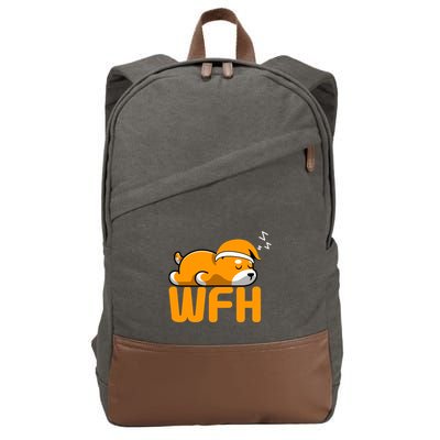 Work From Home Employee Sleepy Funny & Sarcastic Cotton Canvas Backpack