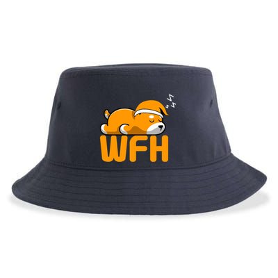 Work From Home Employee Sleepy Funny & Sarcastic Sustainable Bucket Hat