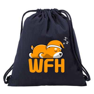 Work From Home Employee Sleepy Funny & Sarcastic Drawstring Bag