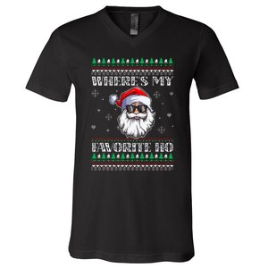 Where's-My Favorite Ho Christmas Season V-Neck T-Shirt