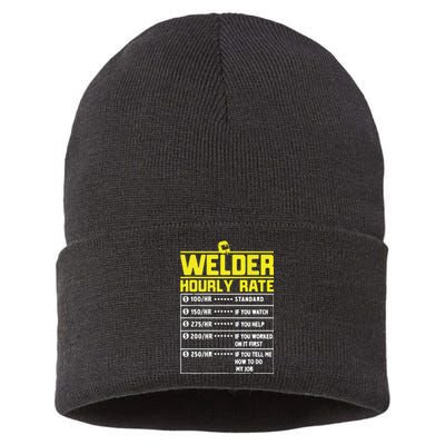 Welder Funny Hourly Rate Gift For Welder Sustainable Knit Beanie