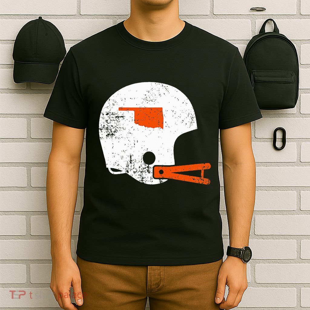 White Football Helmet State Of Oklahoma T-Shirt