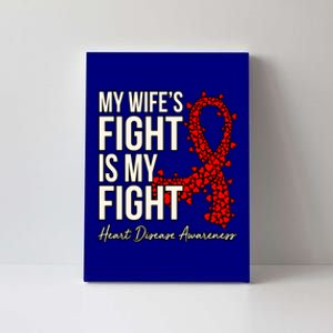 Wife's Fight Heart Disease Awareness Survivor Graphic Gift Canvas