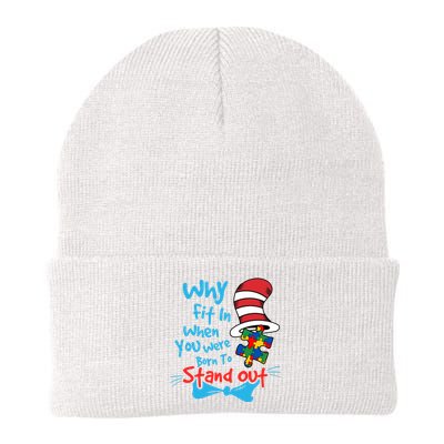 Why Fit In When You Was Born Autism Awareness Doctor Teacher Hat Cat Book Knit Cap Winter Beanie