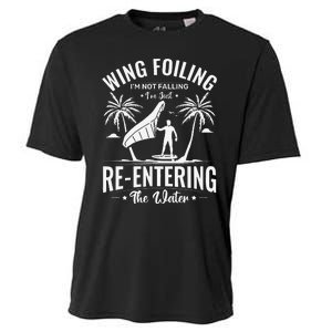 Wing Foiling IM Not Falling IM Just Reentering The Water Cooling Performance Crew T-Shirt