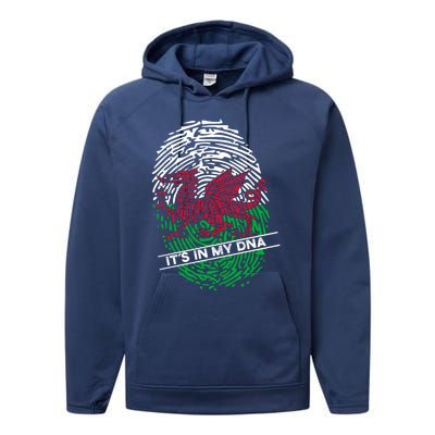 Welsh Flag Its In My Dna Cool Gift Performance Fleece Hoodie