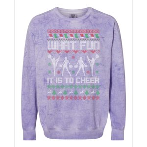 What Fun It Is To Cheer Ugly Christmas Cheerleader Costume Colorblast Crewneck Sweatshirt