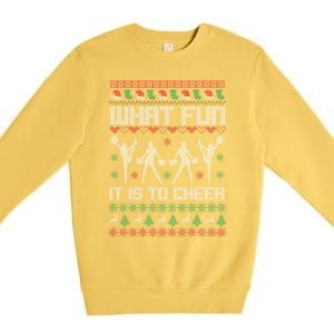 What Fun It Is To Cheer Ugly Christmas Cheerleader Costume Premium Crewneck Sweatshirt