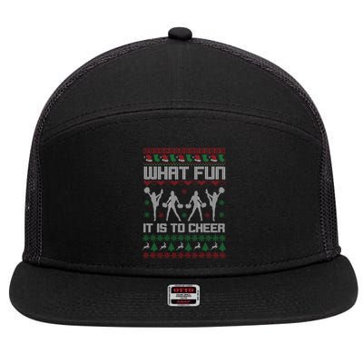 What Fun It Is To Cheer Ugly Christmas Cheerleader Costume 7 Panel Mesh Trucker Snapback Hat