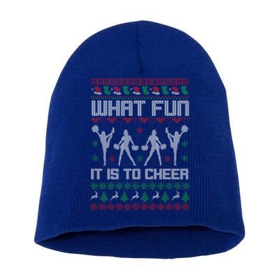 What Fun It Is To Cheer Ugly Christmas Cheerleader Costume Short Acrylic Beanie