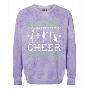 What Fun It Is To Cheer Ugly Christmas Cheerleader Costume Colorblast Crewneck Sweatshirt