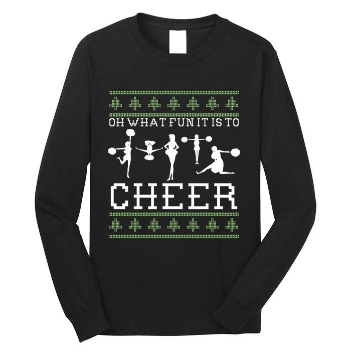 What Fun It Is To Cheer Ugly Christmas Cheerleader Costume Long Sleeve Shirt