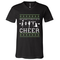 What Fun It Is To Cheer Ugly Christmas Cheerleader Costume V-Neck T-Shirt