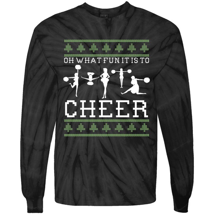 What Fun It Is To Cheer Ugly Christmas Cheerleader Costume Tie-Dye Long Sleeve Shirt