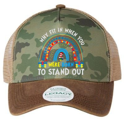 Why Fit In When You Were Born To Stand Out Autism Awareness Legacy Tie Dye Trucker Hat