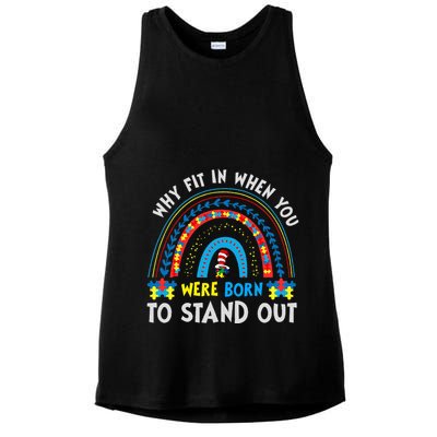 Why Fit In When You Were Born To Stand Out Autism Awareness Ladies PosiCharge Tri-Blend Wicking Tank