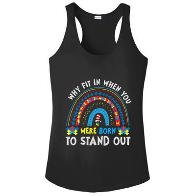 Why Fit In When You Were Born To Stand Out Autism Awareness Ladies PosiCharge Competitor Racerback Tank