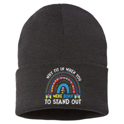 Why Fit In When You Were Born To Stand Out Autism Awareness Sustainable Knit Beanie