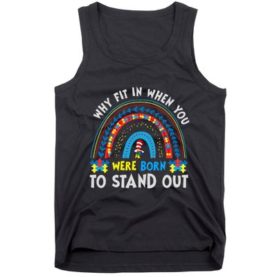 Why Fit In When You Were Born To Stand Out Autism Awareness Tank Top