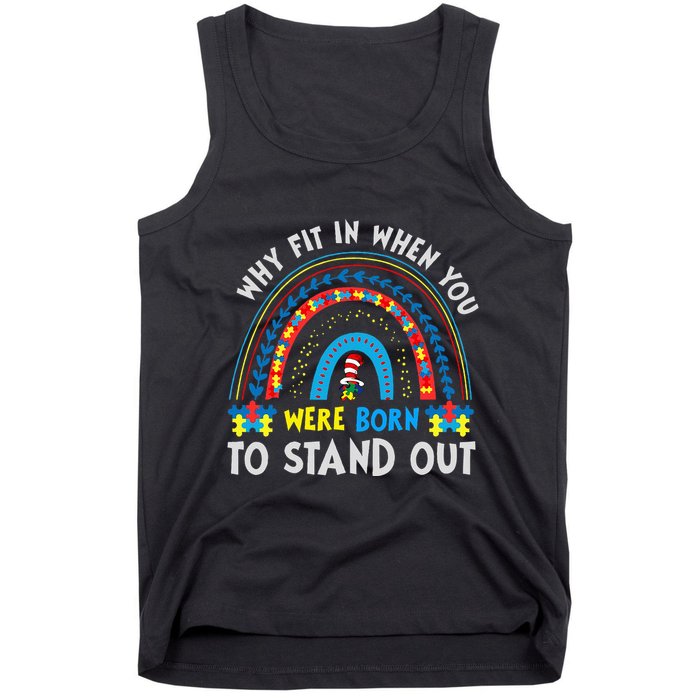 Why Fit In When You Were Born To Stand Out Autism Awareness Tank Top