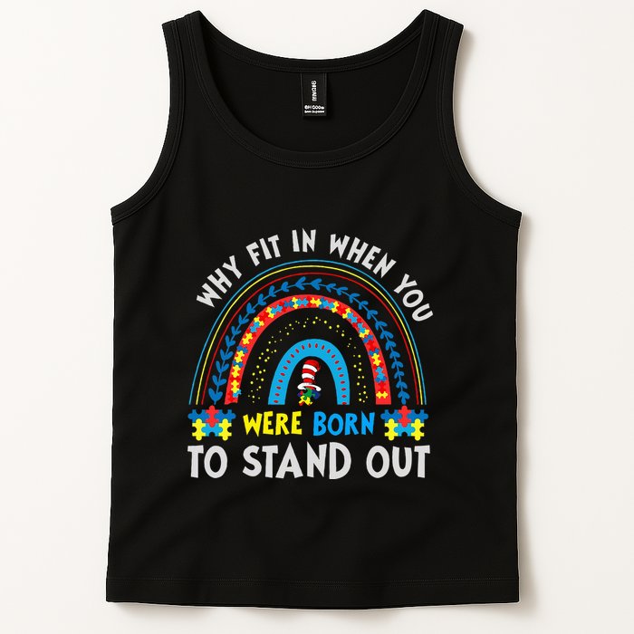 Why Fit In When You Were Born To Stand Out Autism Awareness Tank Top