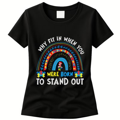 Why Fit In When You Were Born To Stand Out Autism Awareness Womens T-Shirt