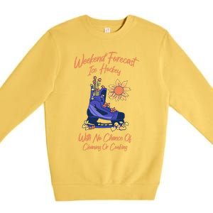 Weekend Forecast Icehockey For Ice Hockey Mom Gift Premium Crewneck Sweatshirt