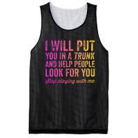 Womens Funny I Will Put You In A Trunk And Help People Look For You Mesh Reversible Basketball Jersey Tank