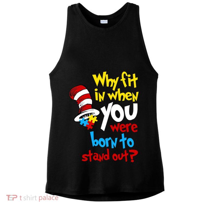 Why Fit In Doctor Teacher Cat In Hat Autism Awareness Ladies PosiCharge Tri-Blend Wicking Tank