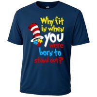 Why Fit In Doctor Teacher Cat In Hat Autism Awareness Cooling Performance Crew T-Shirt