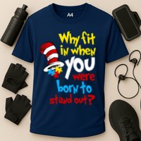 Why Fit In Doctor Teacher Cat In Hat Autism Awareness Cooling Performance Crew T-Shirt