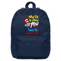 Why Fit In Doctor Teacher Cat In Hat Autism Awareness 16 in Basic Backpack