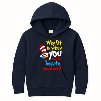 Why Fit In Doctor Teacher Cat In Hat Autism Awareness Kids Hoodie